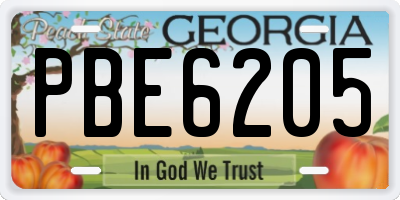 GA license plate PBE6205