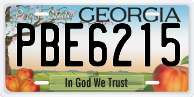 GA license plate PBE6215