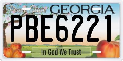 GA license plate PBE6221