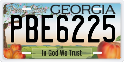 GA license plate PBE6225