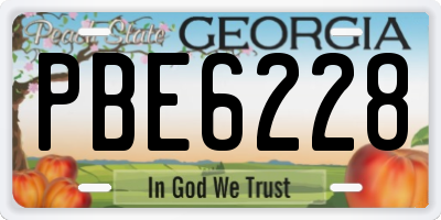 GA license plate PBE6228
