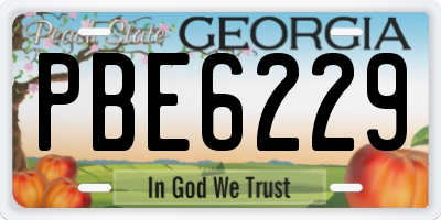 GA license plate PBE6229