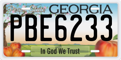 GA license plate PBE6233