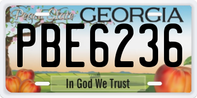 GA license plate PBE6236