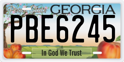 GA license plate PBE6245