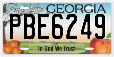GA license plate PBE6249