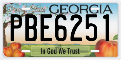 GA license plate PBE6251