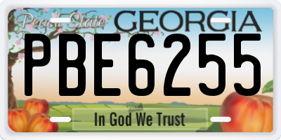 GA license plate PBE6255