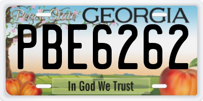 GA license plate PBE6262