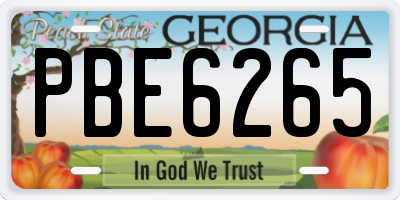 GA license plate PBE6265