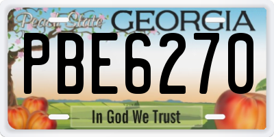 GA license plate PBE6270