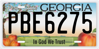 GA license plate PBE6275
