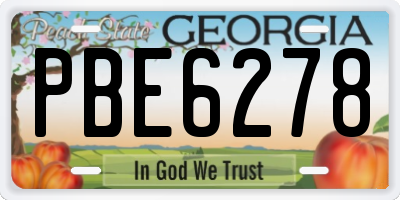 GA license plate PBE6278