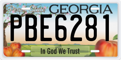 GA license plate PBE6281
