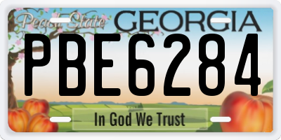 GA license plate PBE6284