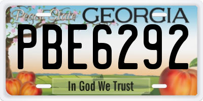 GA license plate PBE6292
