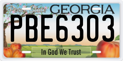 GA license plate PBE6303