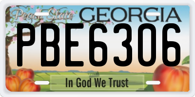 GA license plate PBE6306
