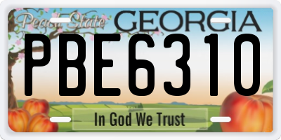 GA license plate PBE6310