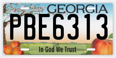 GA license plate PBE6313