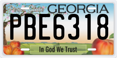 GA license plate PBE6318
