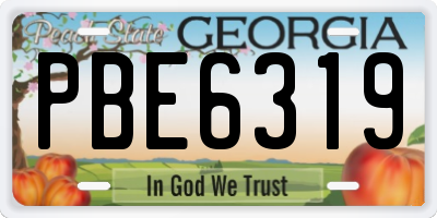 GA license plate PBE6319
