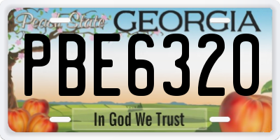 GA license plate PBE6320
