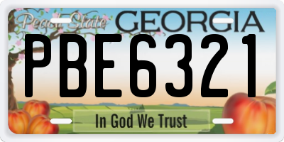 GA license plate PBE6321