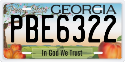 GA license plate PBE6322