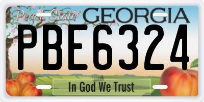 GA license plate PBE6324