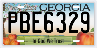 GA license plate PBE6329