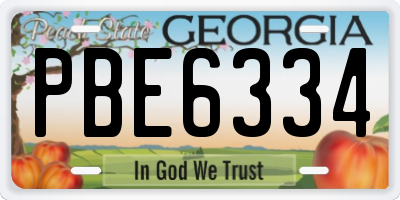 GA license plate PBE6334