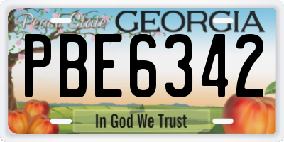 GA license plate PBE6342