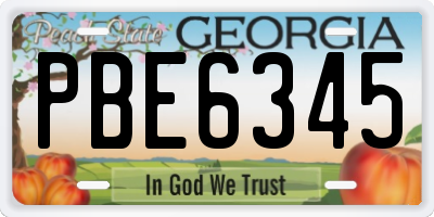 GA license plate PBE6345
