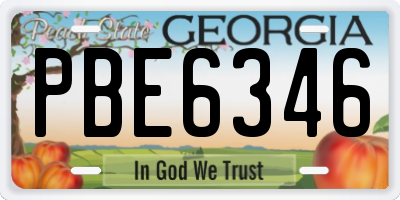 GA license plate PBE6346