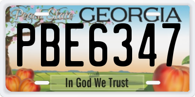 GA license plate PBE6347