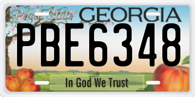 GA license plate PBE6348