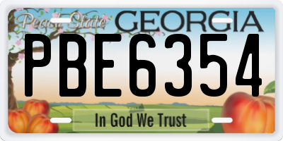 GA license plate PBE6354