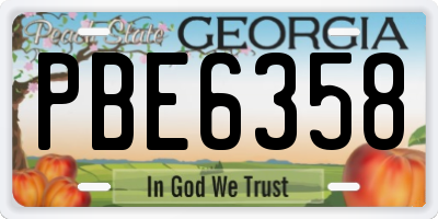 GA license plate PBE6358