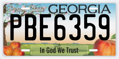 GA license plate PBE6359
