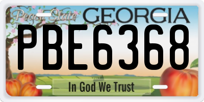 GA license plate PBE6368
