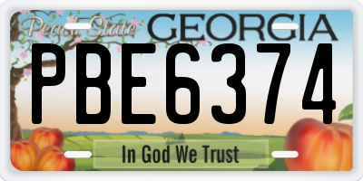 GA license plate PBE6374
