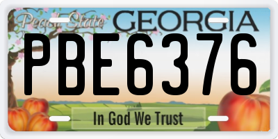 GA license plate PBE6376
