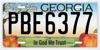 GA license plate PBE6377