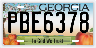 GA license plate PBE6378