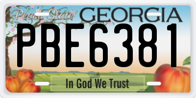 GA license plate PBE6381