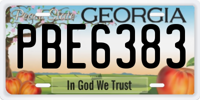 GA license plate PBE6383