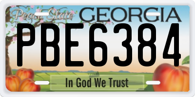 GA license plate PBE6384
