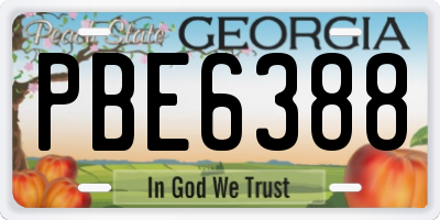 GA license plate PBE6388