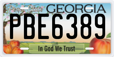 GA license plate PBE6389